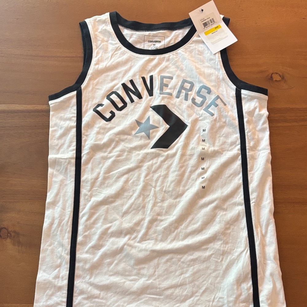 Converse Kids White Tank Top with Black Trim
